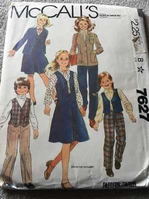 PATTERN MCCALL`S 7627 (VINTAGE) - GIRLS` JACKET/VEST/SKIRT/PANTS (SIZE 14 GIRLS)