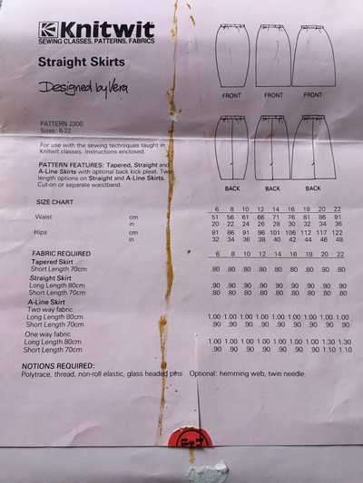 PATTERN KNITWIT 2300 - STRAIGHT SKIRTS (SIZE 6-22)