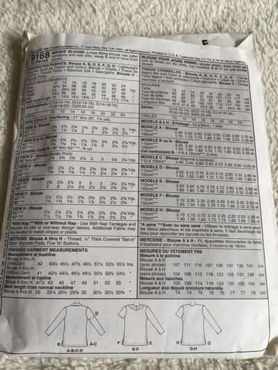 PATTERN MCCALL'S 9168 - BLOUSE (SIZE 12-14-16)