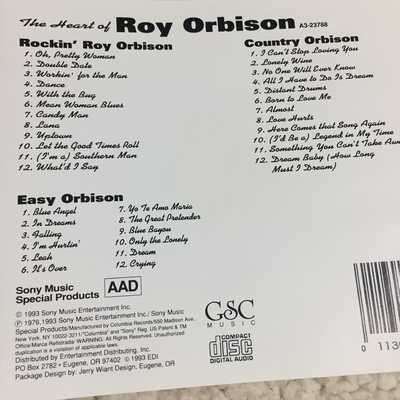 CD - ROY ORBISON: THE HEART OF ROY ORBISON (3 CD'S) RARE: 36 ALL-TIME FAVORITES!