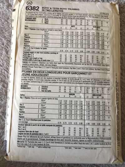 PATTERN SIMPLICITY 6382 - BOYS' AND TEEN BOYS' PAJAMAS (SIZE 6+8)