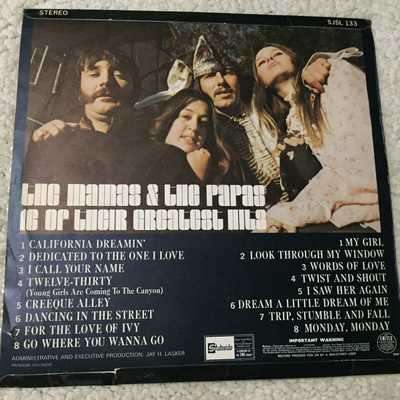 LP VINYL - THE MAMAS & THE PAPAS: 16 OF THEIR GREATEST HITS