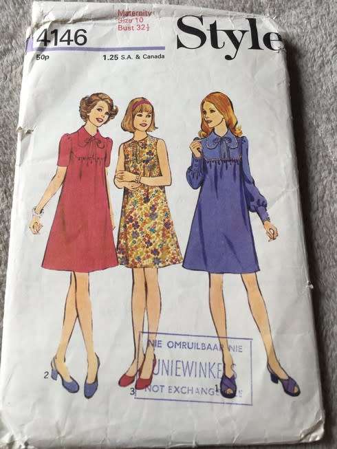 PATTERN - STYLE 4146 (VINTAGE MATERNITY) - DRESS (SIZE 10)