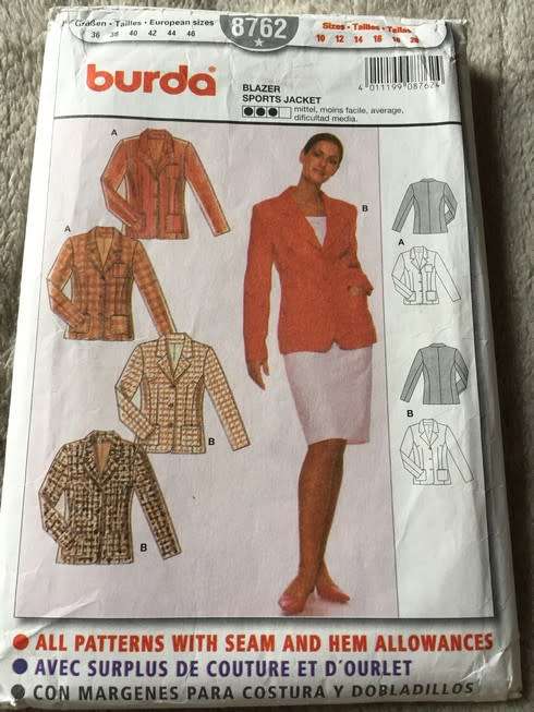 PATTERN BURDA 8762 (UNUSED) - JACKET (SIZE 10-20)