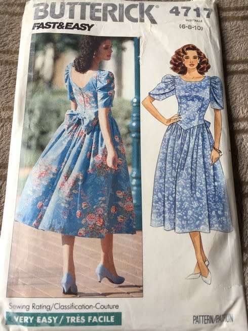 PATTERN BUTTERICK 4717 - DRESS (SIZE 6-8-10)