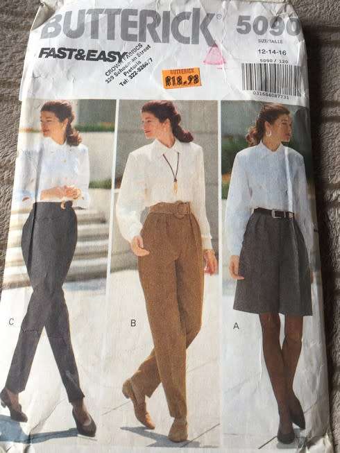 PATTERN BUTTERICK 5090 - SHORTS AND PANTS (TAPERED OR NARROW LEG) (SIZE 12-14-16)