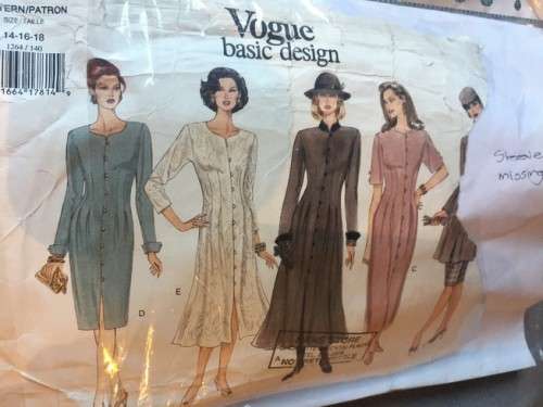 PATTERN VOGUE 1264 (SLEEVE MISSING) - DRESS, TUNIC & SKIRT (SIZE 14-16-18)