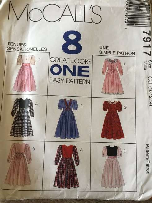 PATTERN MCCALL'S 7917 (UNUSED) - GIRLS' AND GIRLS' PLUS DRESSES (SIZE 10-12-14)