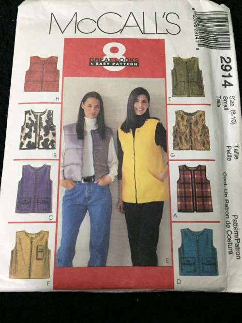 PATTERN MCCALL'S 2914 (UNUSED) - LADIES VESTS (SIZE 8-10)