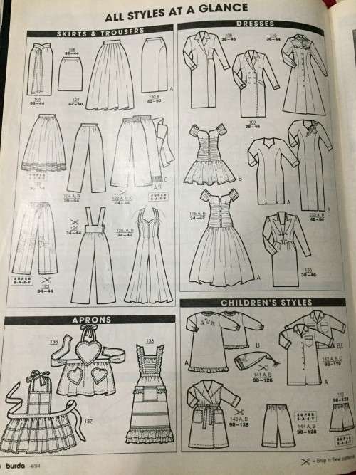 PATTERNS - BURDA MAGAZINE (A WORLD OF FASHION) APR 1994 (WITH MORE THAN 40 PATTERNS)(UNUSED)