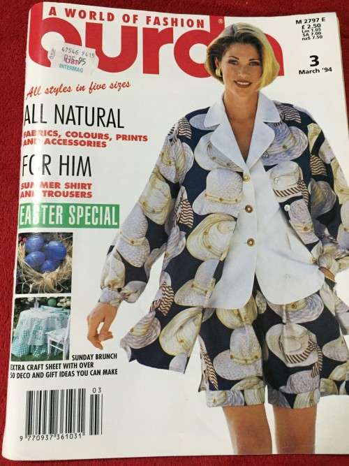 PATTERNS - BURDA MAGAZINE (A WORLD OF FASHION) MARCH 1994 (IN 5 SIZES)(UNUSED)