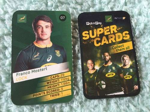 2019 PICK N PAY RUGBY SUPER CARDS - NR 7 FRANCO MOSTERT LOCK