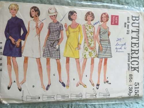 PATTERN BUTTERICK 5155 (VINTAGE) - ONE PIECE DRESS (SIZE 8)