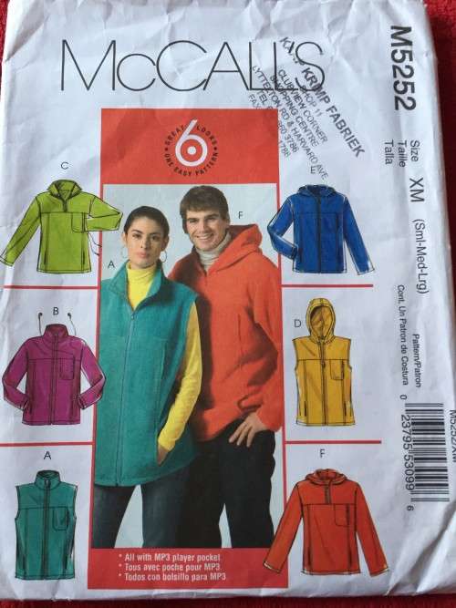 PATTERN MCCALL'S 5252 - MISSES. AND MEN'S VESTS AND JACKETS (SIZE S-M-L)