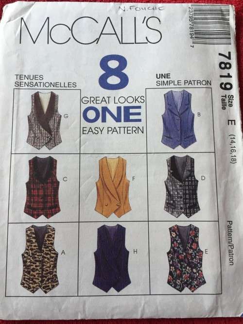 PATTERN MCCALL'S 7819 (UNUSED) - VESTS VARIATIONS (SIZE 14-16-18)