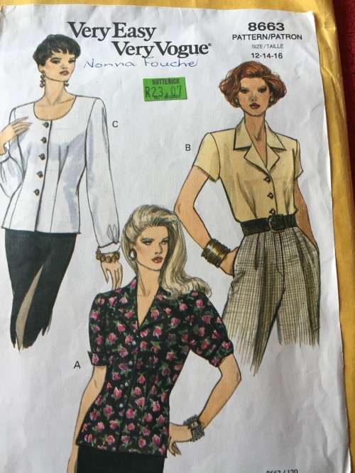PATTERN VOGUE 8663 - BLOUSES (SIZE 12-14-16)