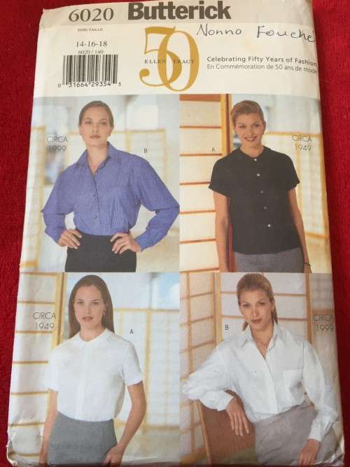 PATTERN BUTTERICK 6020 - BLOUSES (SIZE 14-16-18)