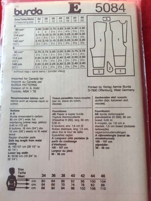 PATTERN BURDA 5084 (STILL SEALED) - JUMPSUIT (SIZE 8-20)