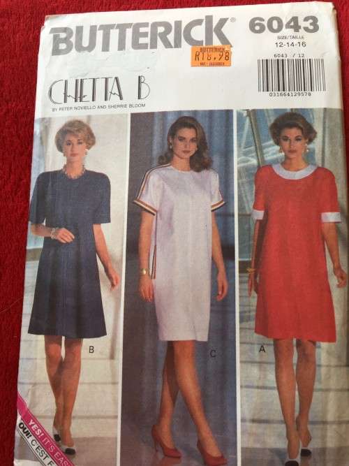 PATTERN BUTTERICK 6043 (CHETTA B)(UNUSED) - DRESS (SIZE 12-14-16)