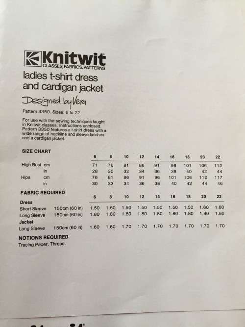 PATTERN KNITWIT 3350 (UNUSED) - LADIES T-SHIRT DRESS AND CARDIGAN JACKET (SIZE 6-22)