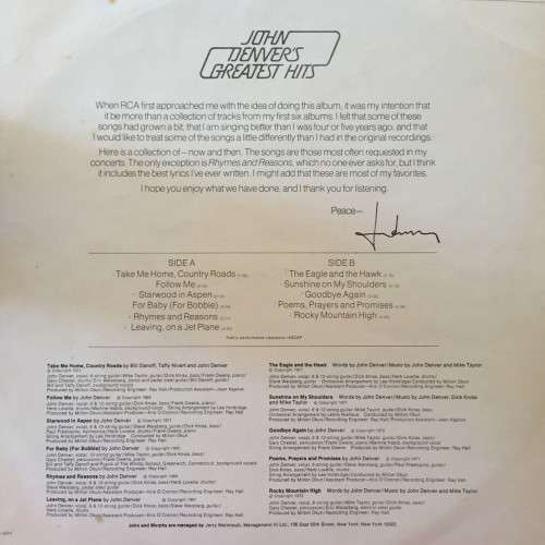 LP VINYL - JOHN DENVER: GREATEST HITS
