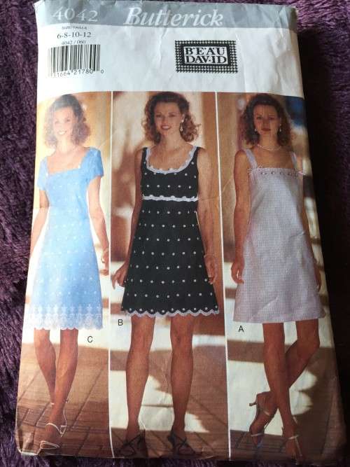 PATTERN BUTTERICK 4042 (BEAU DAVID) - DRESS (SIZE 6-8-10-12)