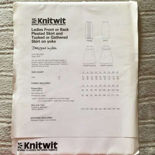 PATTERN KNITWIT 2000 (UNUSED) - SKIRTS (SIZE 6-22)