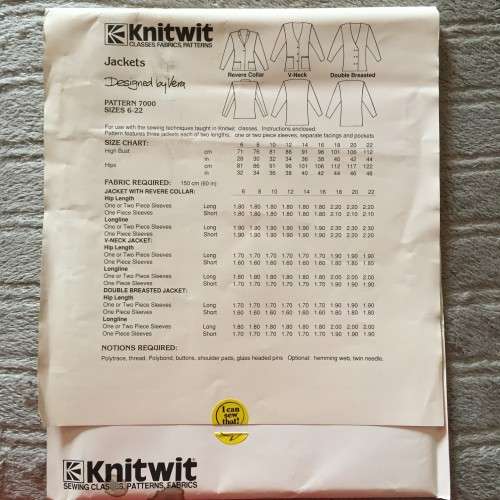 PATTERN KNITWIT 7000 (UNUSED) - JACKETS (SIZE 6-22)