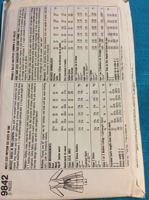 PATTERN SIMPLICITY 9842 (UNUSED) - DRESSES (SIZE 10-20)