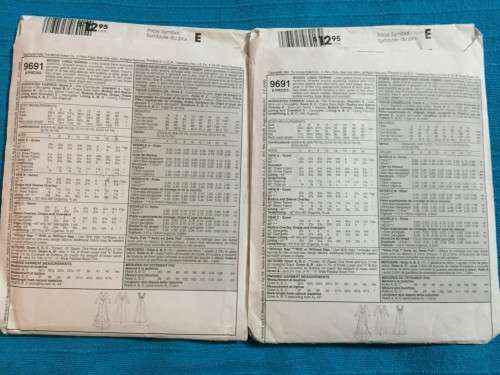 PATTERN MCCALL'S 9691 X2 - WEDDING GOWN OR BRIDESMAIDS' DRESSES (SIZE 10-12-14-16-18)
