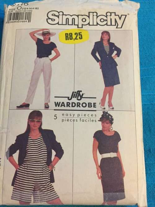 PATTERN SIMPLICITY 8116 (JIFFY WARDROBE) - PULL-ON SKIRT, PANTS, SHORTS, TOP & JACKET (12-14-16)