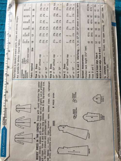 PATTERN STYLE 2981*1970 (VINTAGE)(UNUSED) - DRESS (SIZE 12)