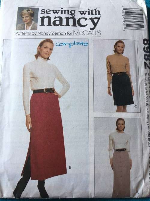 PATTERN SEWING WITH NANCY 8982 (COMPLETE) - SKIRTS (SIZE 8-20)