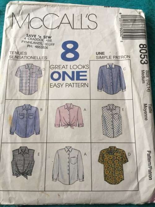 PATTERN MCCALL`S 8053 - MISSES` SHIRTS (SIZE 12-14)