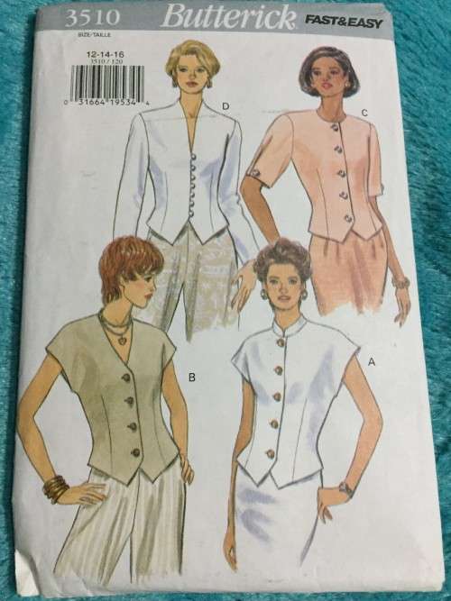 PATTERN BUTTERICK 3510 - TOP (SIZE 12-14-16)