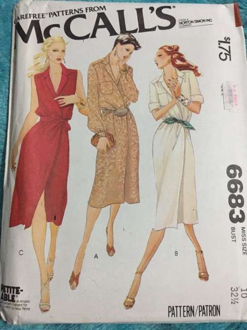 PATTERN MCCALL`S 6683 1979 (VINTAGE) (UNUSED) - WRAP DRESS (SIZE 10)