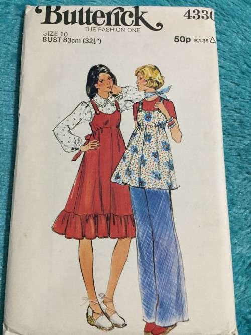 PATTERN BUTTERICK 4330 (VINTAGE)(UNUSED) - MATERNITY JUMPER, TOP and PANTS (SIZE 10)