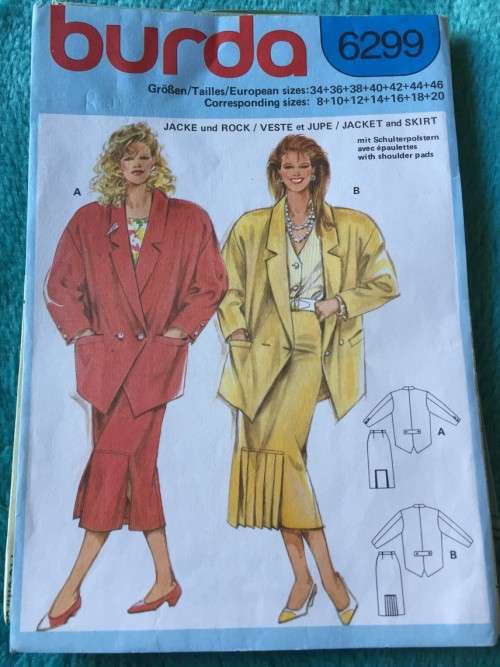 PATTERN BURDA 6299 - BEAUTIFUL JACKET and SKIRT (SIZE 8-20)