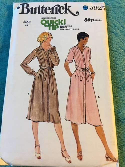 PATTERN BUTTERICK 5927 (VINTAGE)(UNUSED) - DRESS and BELT (SIZE 10)
