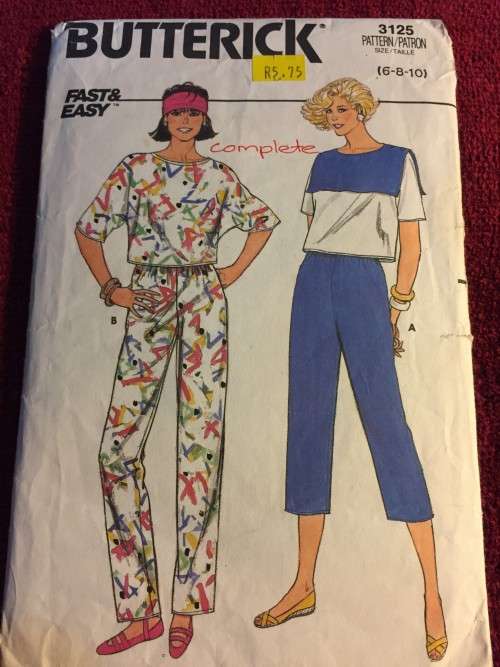 PATTERN BUTTERICK 3125 (COMPLETE) - TOP and PANTS (SIZE 6-8-10)