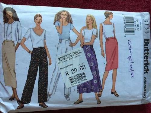 PATTERN BUTTERICK 3133 (COMPLETE) - PULLON SKIRTS AND PANTS (SIZE 14-16-18)