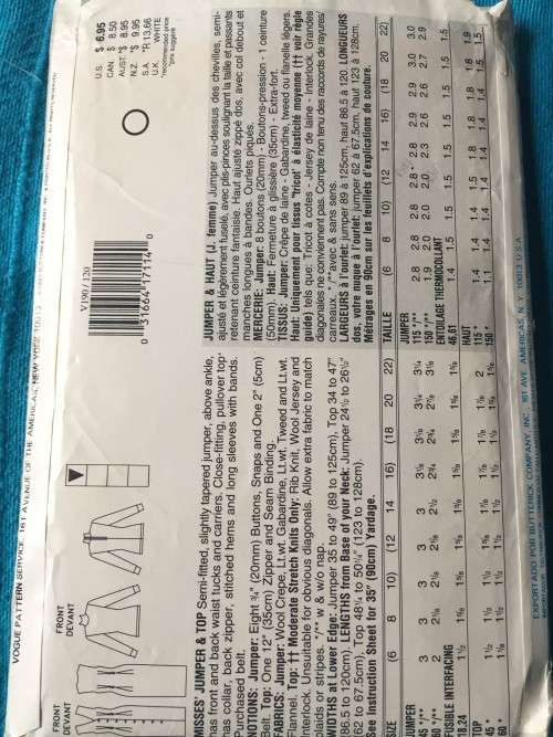 PATTERN ULTRA EASY 8745 (UNUSED) - JUMPER and TOP (SIZE 12-14-16)