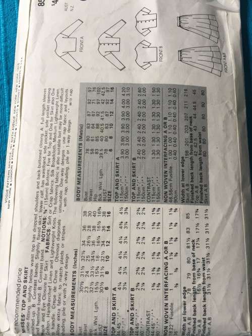 PATTERN VOGUE 8586 - DRESS (SIZE 12-14-16)