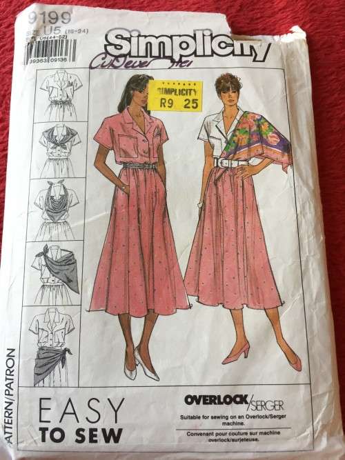 PATTERN SIMPLICITY 9199 - SKIRT, BLOUSE and SCARF (SIZE 16-24) BIG SIZE