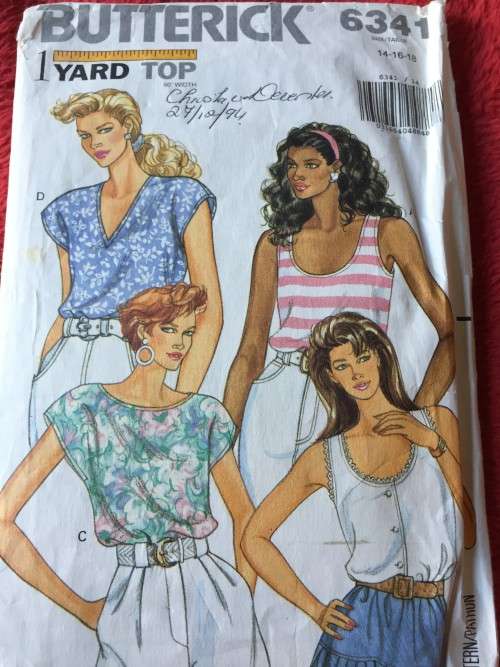 PATTERN BUTTERICK 6341 - TOPS (SIZE 14-16-18)