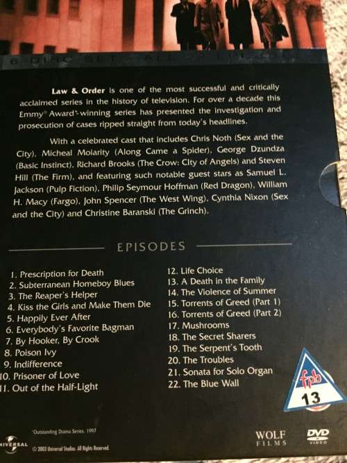 TV SERIES (DVD) - LAW and ORDER ONE (EPISODES 1-22)