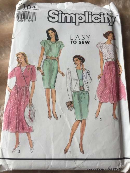 PATTERN SIMPLICITY 7164 - DRESS WITH SLIM OR FULL SKIRT and JACKET (SIZE 16-24) BIG SIZE