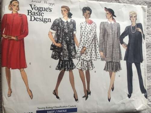PATTERN VOGUE 2123 (COMPLETE) - MATERNITY DRESS, TUNIC, SKIRT and PANTS (SIZE 6-8-10)