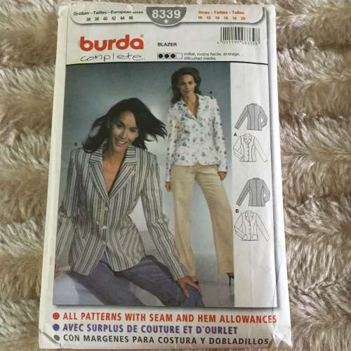 PATTERN BURDA 8339 (COMPLETE) - JACKET (SIZE 10-20)
