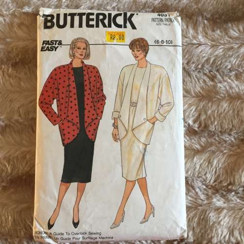 PATTERN BUTTERICK 4031 - JACKET and DRESS (SIZE 6-8-10)